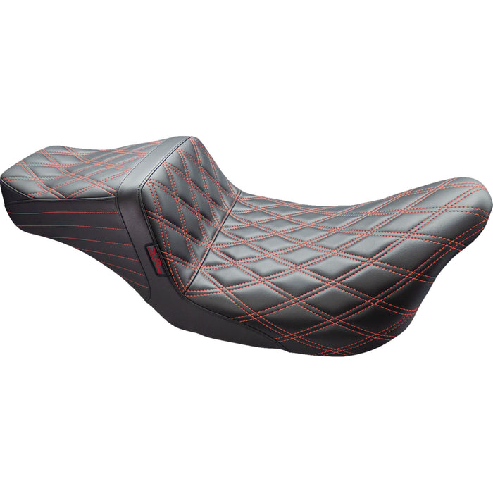 LE PERA 0801-1536 LK-587DD-RED Tailwhip Seat Double Diamond w/ Red Thread - Black - FL '08-'23