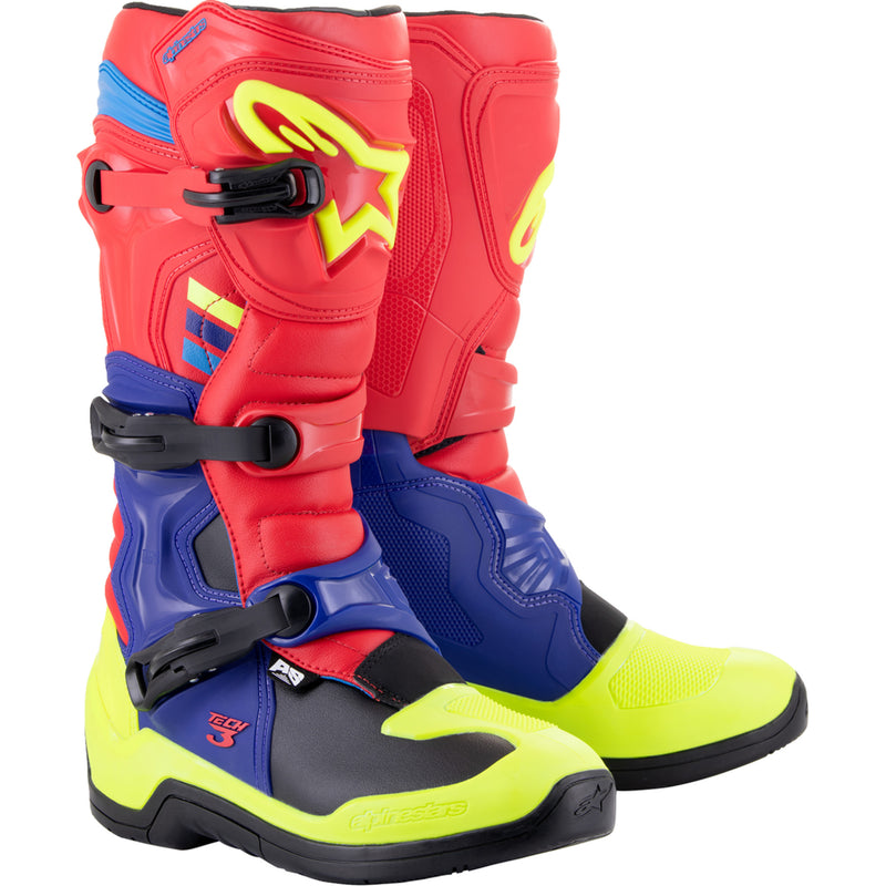 ALPINESTARS Tech 3 Boots Red/Blue/Yellow - Fluorescent US
