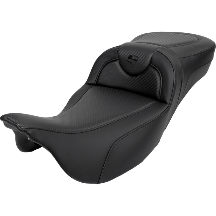 SADDLEMEN 0801-1624 A808-07B-186BLK Roadsofa™ Carbon Fiber Seat - Roadsofa™ Extended Reach Seat - Carbon Fiber - Black Stitch - without Backrest - FL '08-'23