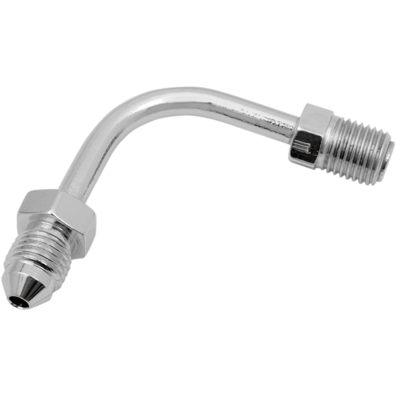 DRAG SPECIALTIES DS098282 Chrome Steel Inverted Flare #3 Male Fitting - 3/8-24 Inverted Flare - 90° - Short