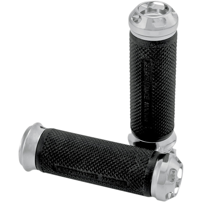 (OPEN BOX) Performance Machine Elite Grips - 0063-2044-CH For Harley Motorcycles 2008-2020