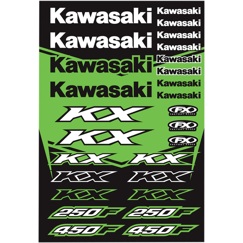 FACTORY EFFEX 4320-2145 22-68130 Sticker Sheet Decal Kit - Kawasaki KX
