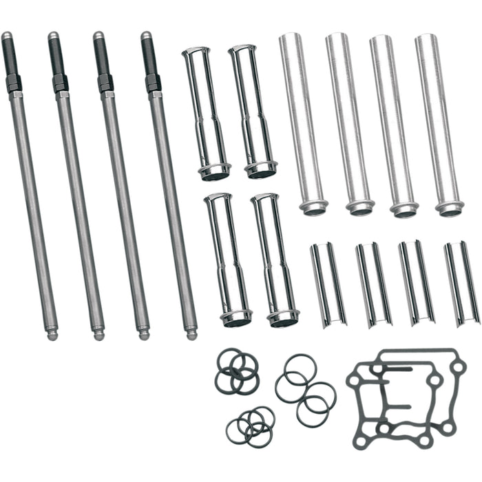 S&S CYCLE 0928-0017 93-5095 Adjustable Pushrod Cover Kit with Chrome Covers - Twin Cam