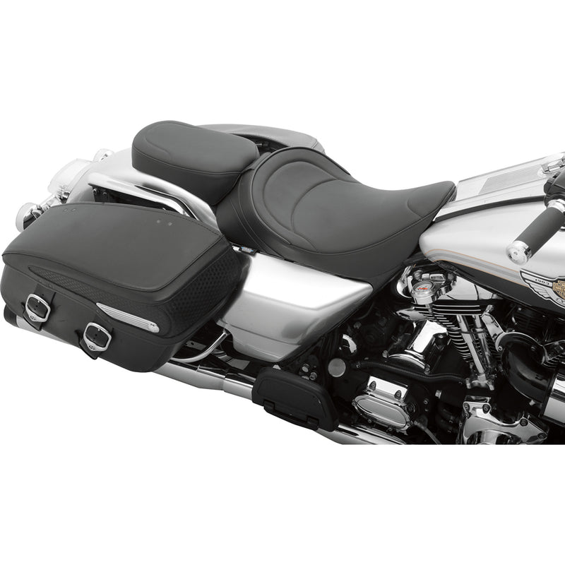 Drag Specialties Backrest Compatible Solo Seat — Mild Stitched Solo Seat Mild Stitched Driver Backrest FLH - 0801-0493 For Harley Touring 1997-2007