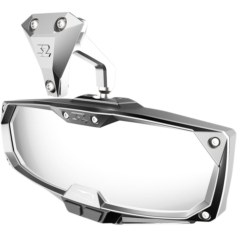 SEIZMIK 0640-1410 56-18022 Halo R Rear View Mirror with Cast Aluminum Bezel/LED Cabin Light - Maverick X3 Mirror - Halo R - Rear View w/LED Cabin Light - Rectangle - Silver w/Silver Bezel - Can Am X3