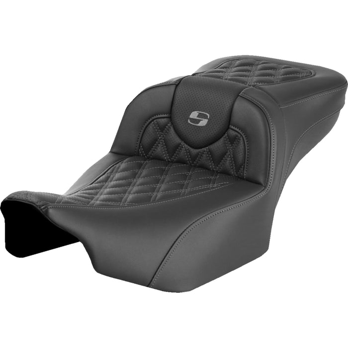 SADDLEMEN 0801-1726 823-07-18402 Roadsofa™ Extended Reach Seat - without Backrest - Lattice Stitch - Gray Stitch - FLTR/FLHX 23-24