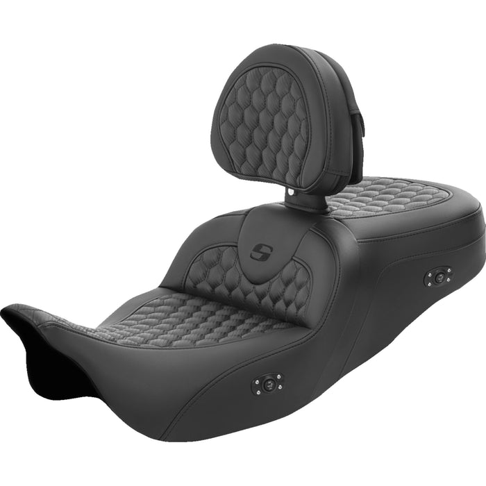 SADDLEMEN 0801-1556 808-07B-189BRHC Honeycomb Roadsofa™ Seat - with Backrest - Heated - FL '08-'23