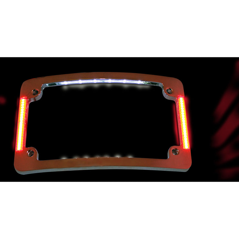 CUSTOM DYNAMICS 2030-0843 TF06-C Tri-Radius License Plate Frame with Flushmount LEDs Tri-Radius License Plate Frame w Flushmount LEDs - Chrome