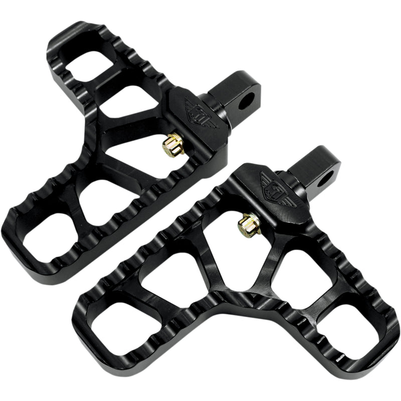 JOKER MACHINE 1620-1150 08-62-1B Adjustable Serrated Billet Footpegs - With Heel - Black