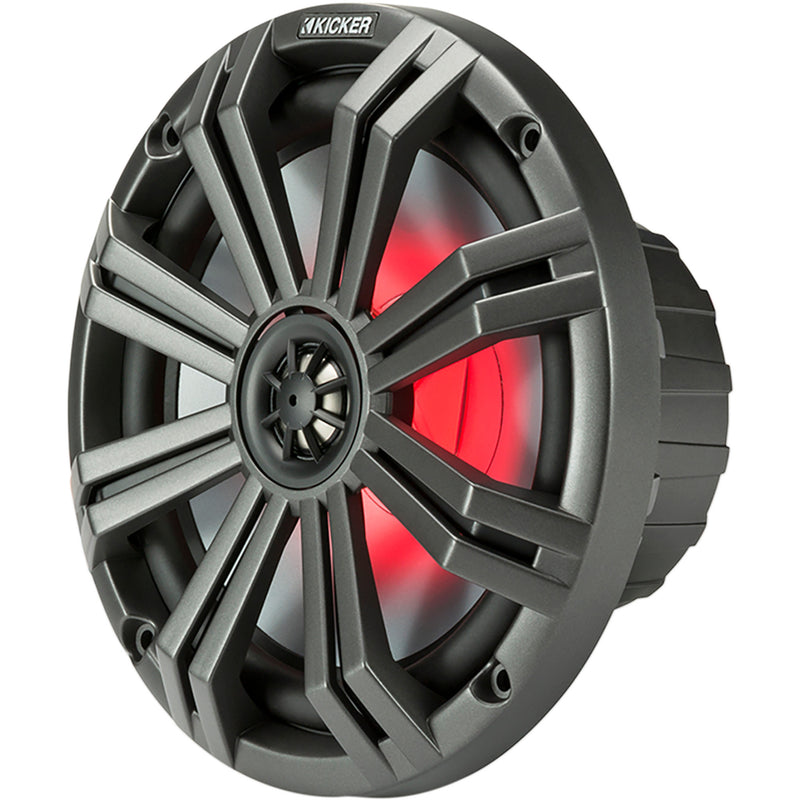 KICKER 4405-0594 45KM84L All-Weather Coaxial Speakers with LED Lighting 8" Speakers - 7-Color LED