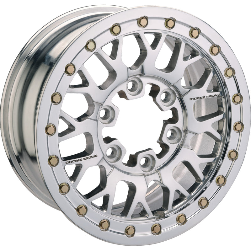 MOOSE OFFROAD 0230-1564 346BLMO 157545P54 346X Beadlock Wheel Wheel - 346X - Beadlock/5 Lug - Front/Rear - Silver - 15x7 - 5/4.5 - 5+2