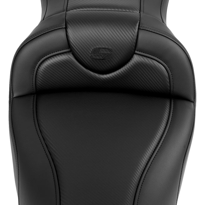 SADDLEMEN 0801-1616 A808-07B-185BLK Roadsofa™ Standard Reach Seat- without Backrest - Carbon Fiber - Black Stitch - 'FL 08-19
