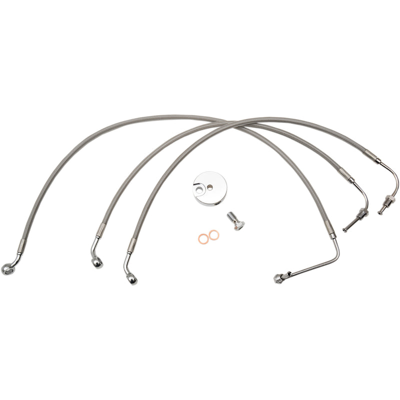 LA Choppers Stainless Steel Brake Line Kit 15" 17" Ape Hanger Handlebars - LA-8011B16 For Harley Touring 2014-2019