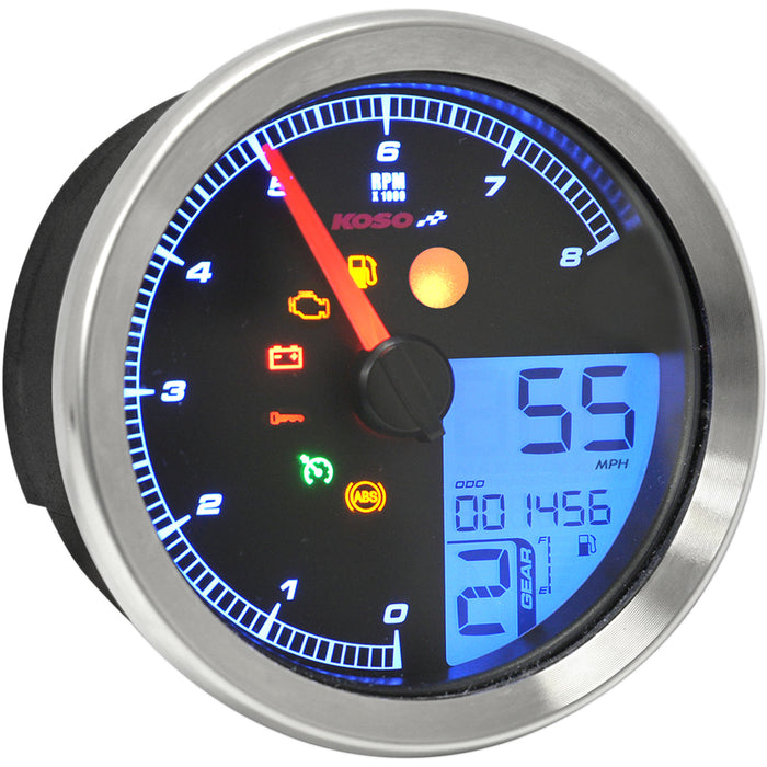 KOSO NORTH AMERICA 2211-0171 BA051221 HD-04 Speedometer/Tachometer Multi-Function Speedometer/Tachometer - HD-04 - Chrome