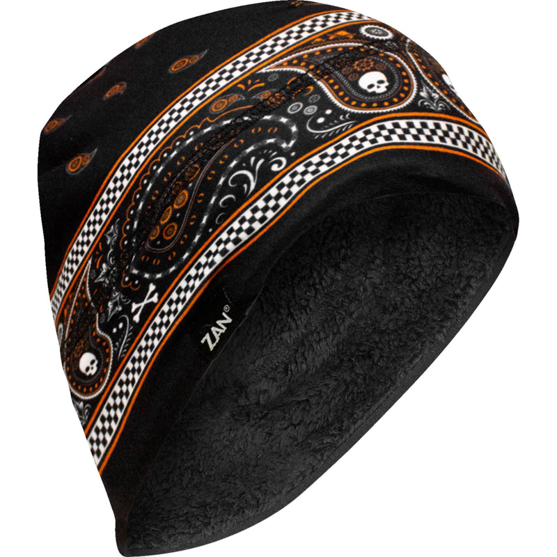 ZAN HEADGEAR 2501-4208 WHLH197 SportFlex® Helmet Liner high pile fleece lined - classic bandanna - black/orange