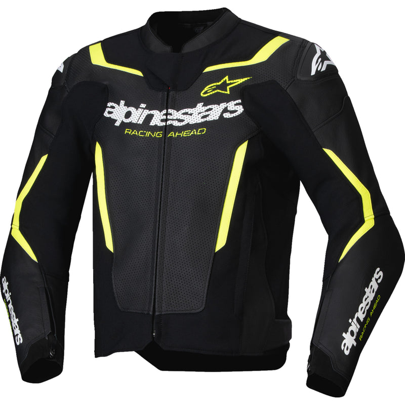 ALPINESTARS GP Force v2 Airflow Leather Jacket Black/Yellow - Fluo US / EU