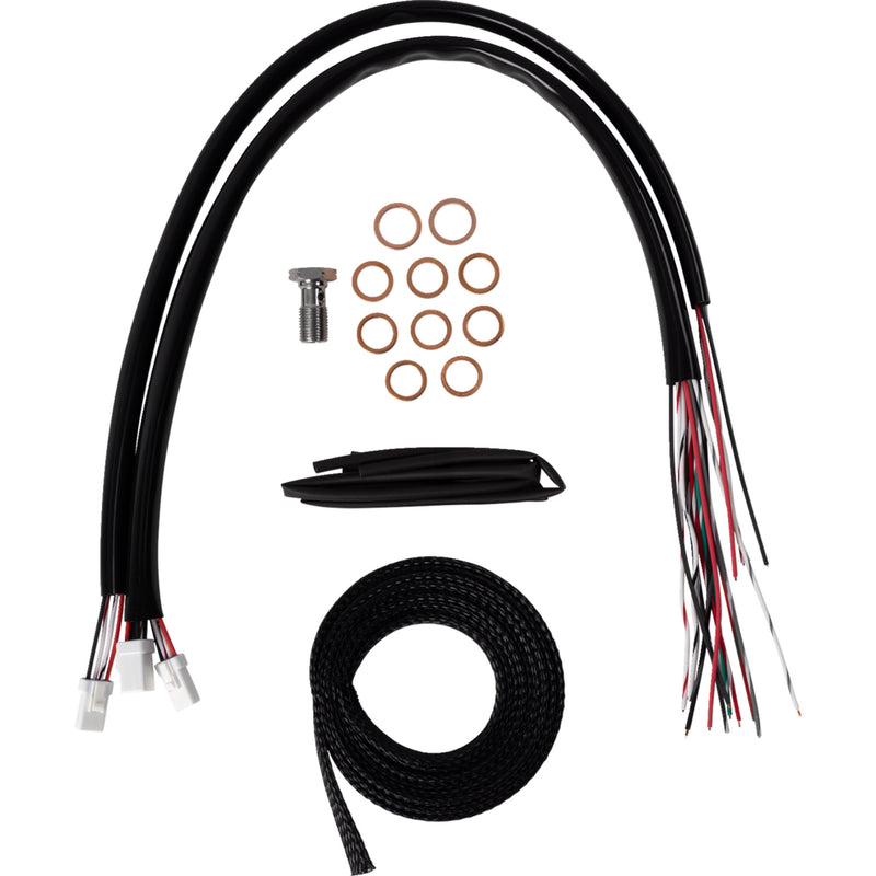 LA Choppers Complete Black Vinyl Braided Handlebar Cable Brake Line Kit 15"-17" Handlebars - LA-8059KT2-16B For Harley Touring 2023-2026