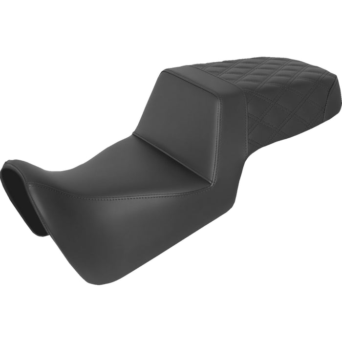 SADDLEMEN 0810-2374 821-34-173 Step Up Seat - Front Smooth/Rear Lattice Stitch - Black