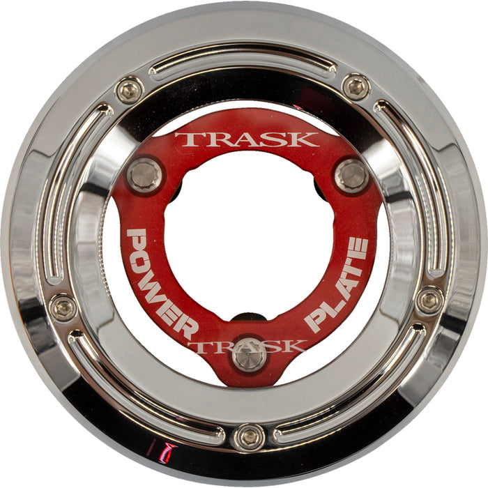 TRASK 1107-0772 TM-0052-CH-RD Derby Cover and Power Plate Kit Derby Cover with Power Plate - Chrome/Red - Kit - '18-'25 Softail