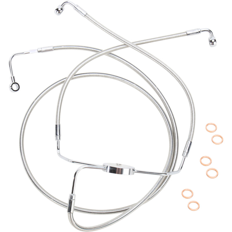 Magnum Shielding Designer Series Front Lower Brake Line Kit Polished Stainless - 57010 For Harley Touring 2008-2013