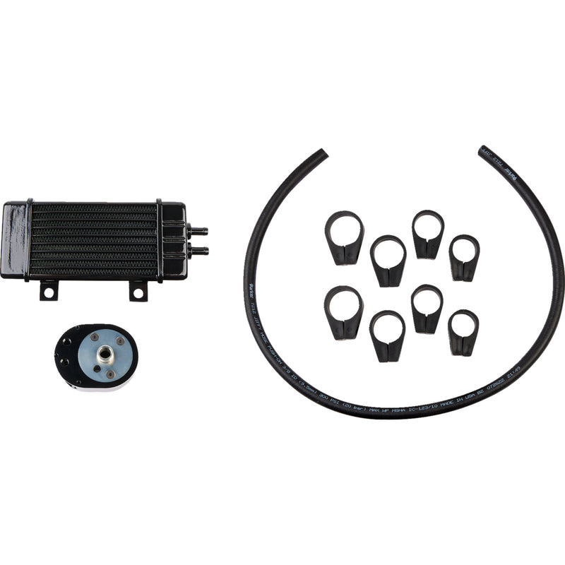 Jagg Oil Coolers Vertical Frame-Mount Oil Cooler Kit Oil Cooler Kit Vertical WideLine - 750-2000-0323 For Harley Motorcycles 1984-2017