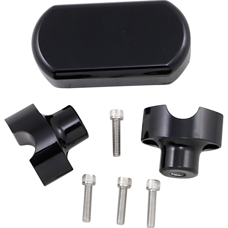 LA CHOPPERS 0602-0613 LA-7442-01B Solid Handlebar Riser & Top Clamp Kit - Risers - Solid Top - 1-1/2" - Black
