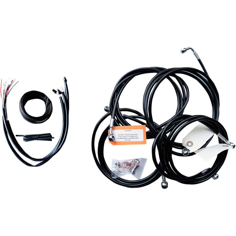 LA Choppers Complete Black Vinyl Braided Handlebar Cable Brake Line Kit 15"-17" Handlebars - LA-8053KT2-16B For Harley Touring 2016