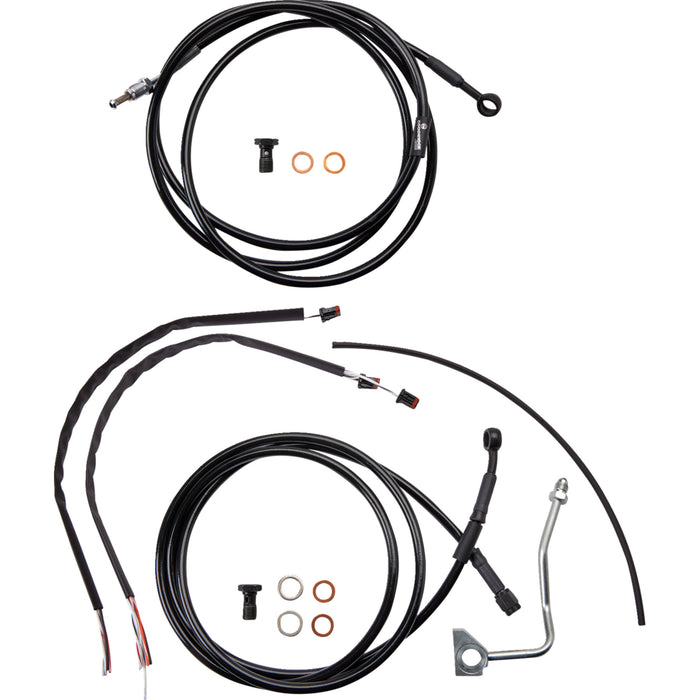 BURLY BRAND 0662-0540 B30-1234 Complete Black Vinyl Handlebar Cable/Line Kit for Ape Hanger Handlebars - 13" - ABS