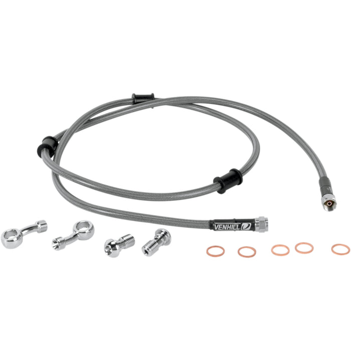 MOOSE OFFROAD 1741-1872 KAW-6031F Stainless Steel Braided Brake Line Brake Line - Front - Stainless Steel - KLR 650