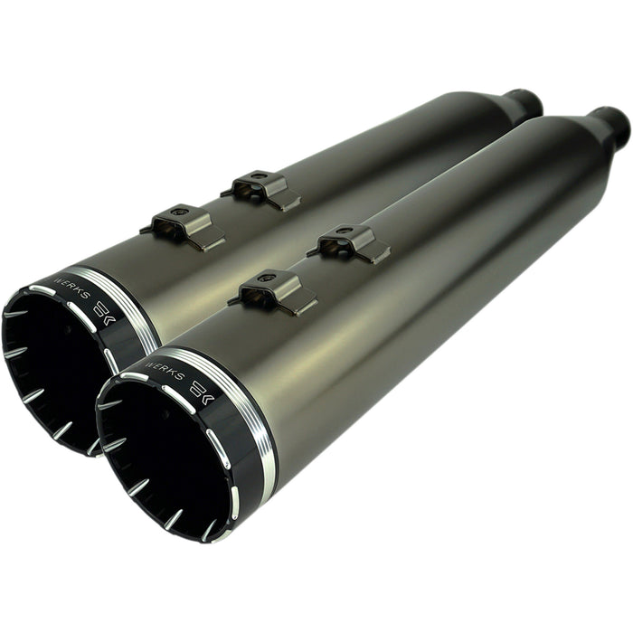 KHROME WERKS 1801-1453 202650 HP-Plus 4.5" Slip-On Mufflers for Touring - Smoked Khrome with Tracer