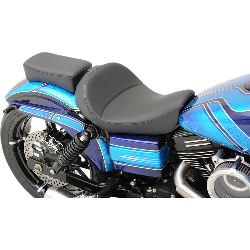 Drag Specialties Solo Seat With EZ Glide II™ Backrest Option Solo Seat Mild Stitched Driver's Backrest - 0803-0555 For Harley Motorcycles 2006-2017