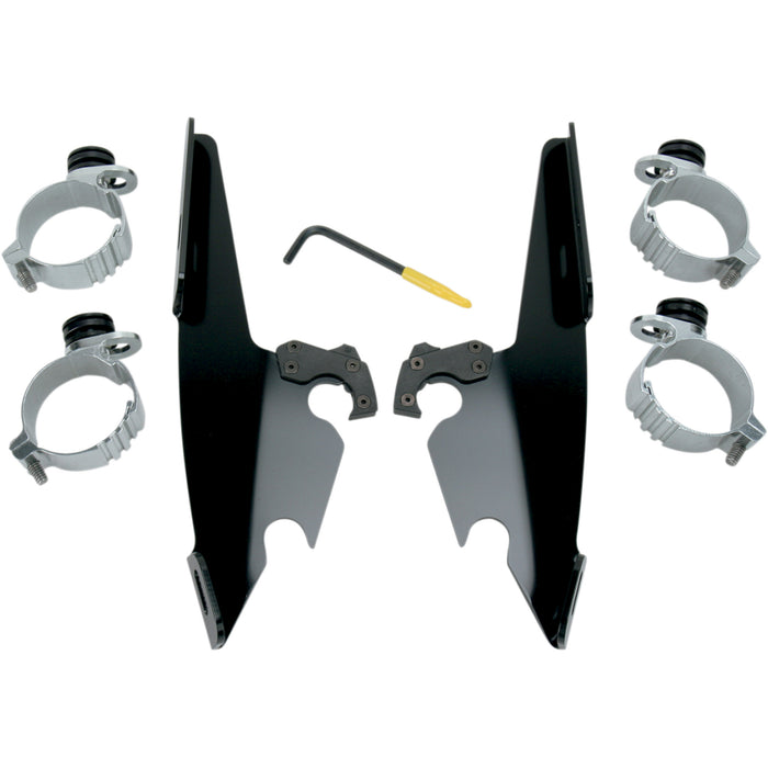 MEMPHIS SHADES 2320-0083 MEB8976 Fats/Slim Windshield Trigger-Lock Complete Mount Kit - Fats/Slim Trigger Lock Mounting Kit - Black - Dyna