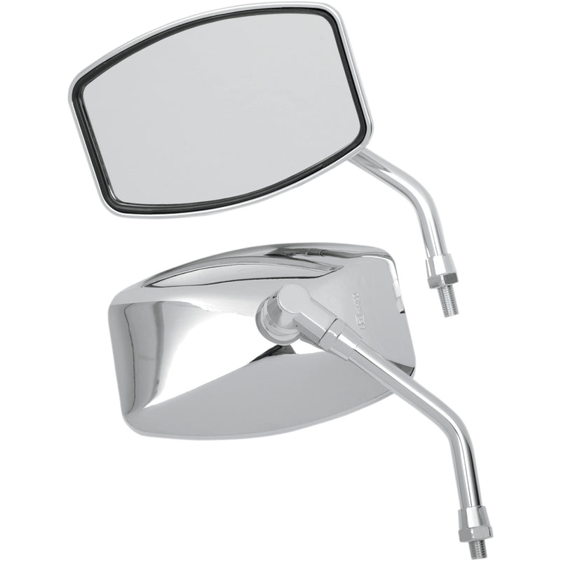EMGO 0640-0155 20-42460 "Big One" Cruiser Mirror Mirror - "Big One"/Cruiser - Side View - Rectangle - M10 x 1.25 - Chrome - Pair