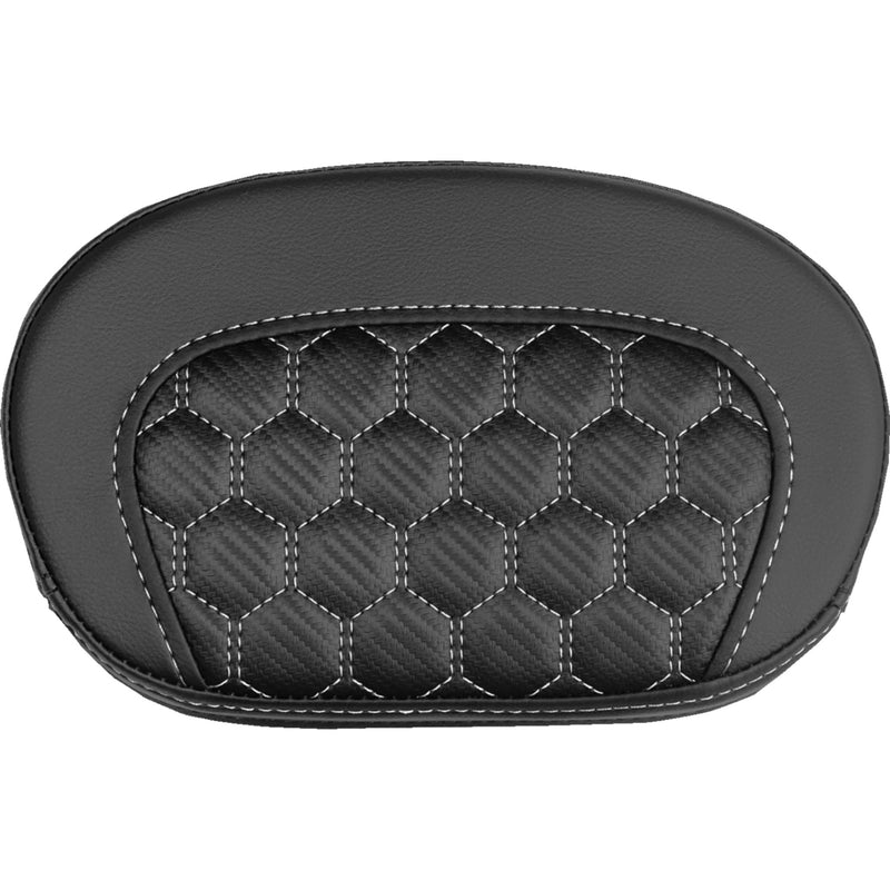 SADDLEMEN 0822-0722 061019006 Mini Contour Sissy Bar Pad honeycomb - white stitch