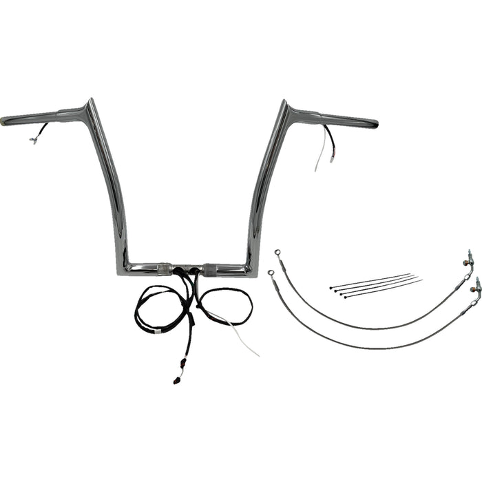 FAT BAGGERS INC. 0601-6154 901914 EZ Install Wired 1-1/4" Pointed Top Handlebar Kit - 14" - Chrome