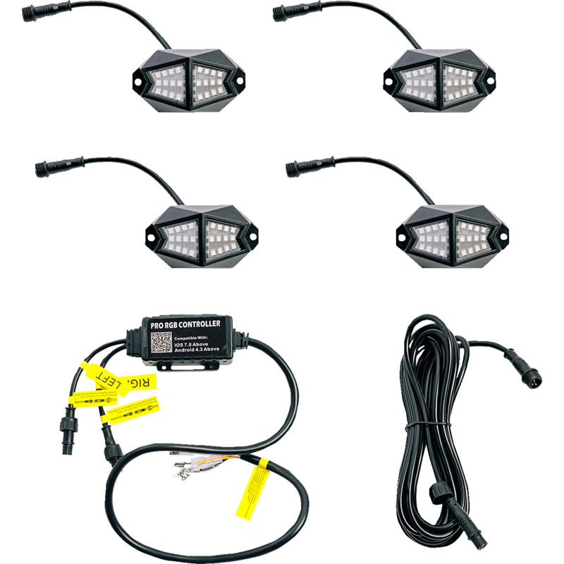 WHIPITLIGHTRODS 2040-2952 25-400 LED Rock Light Kit 4 Pod Rock Light