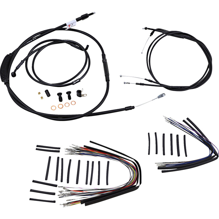 BURLY BRAND 0610-0485 B30-1016 Complete Black Vinyl Handlebar Cable/Line Kit for Ape Hanger Handlebars - 16"