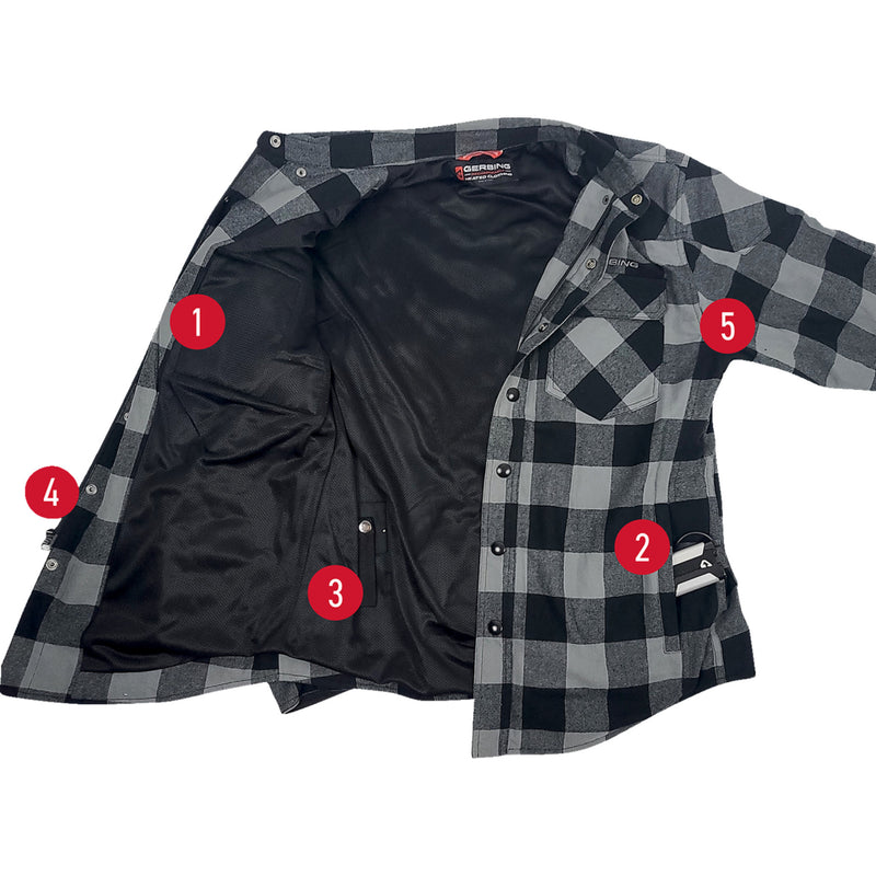 GERBING HEATED CLOTHING 7 V Battery Flannel Shirt Gray/Black