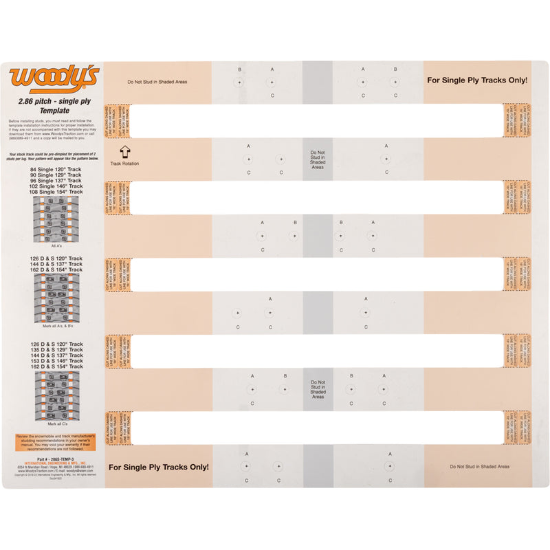 WOODY'S 3820-0038 286S-TEMP-3 Studding Template track - 120"/129"/137"/146"/154" - 2.86" pitch