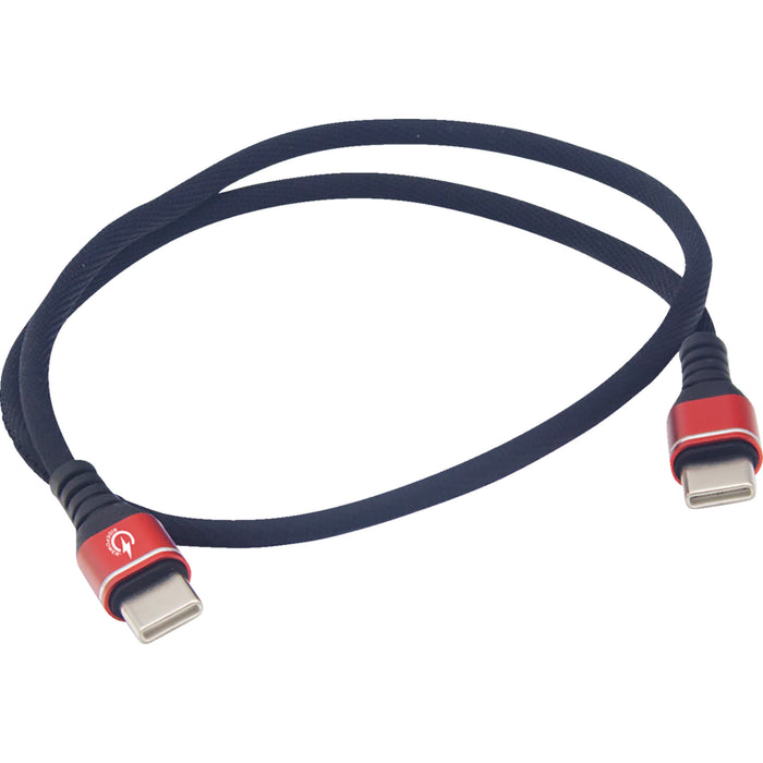 RIDEPOWER 3807-0712 RPUSBCUSBC24 24" Male USB-C to Male USB-C Data and 3.0 Fast Charging Phone Charger Cable Male USB-C to Male USB-C Cable - Phone - Fast/Charger - 24" - Black/Red
