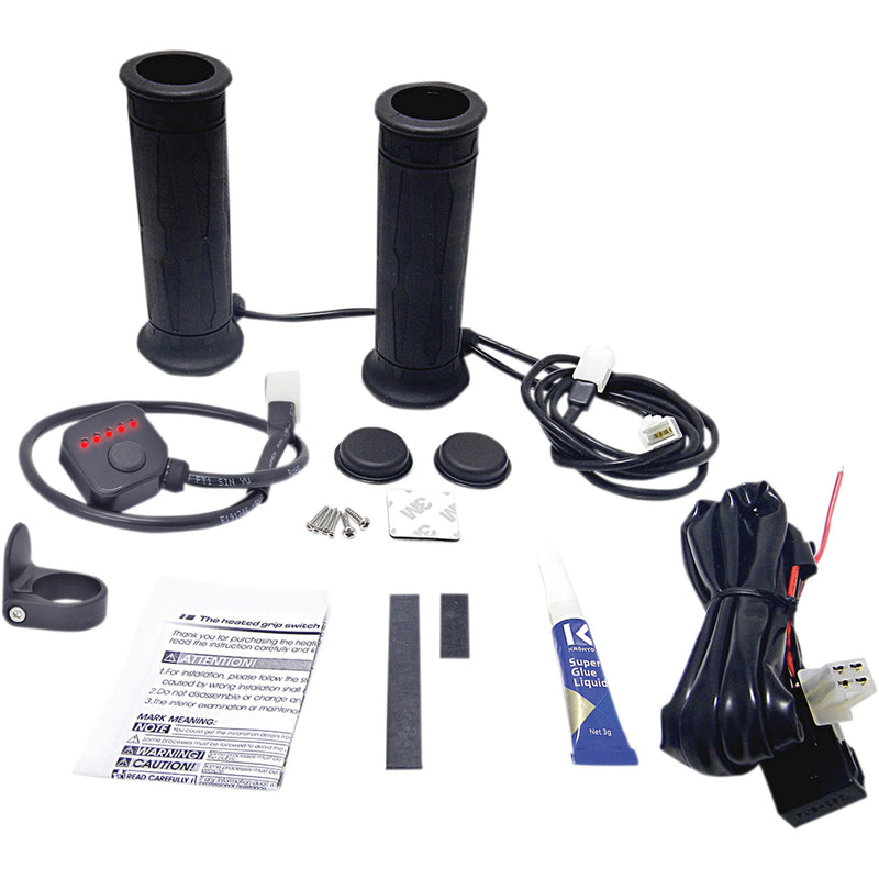 KOSO NORTH AMERICA 0631-0168 AM10706G 5 Level Twist Throttle Heated Grips Grips - Heated - Twist Throttle - 5 Level - 1"
