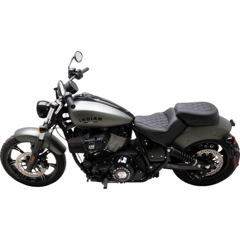 Mustang Standard Touring Solo Seat Without Driver Backrest Black Diamond Stitch - 88203 For Indian 2022-2023