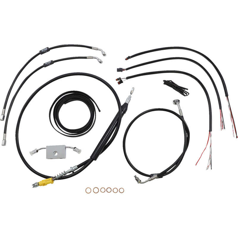 LA Choppers Complete Black Vinyl Braided Handlebar Cable Brake Line Kit 18"-20" Handlebars - LA-8157KT2-19B For Harley Softail 2018-2024