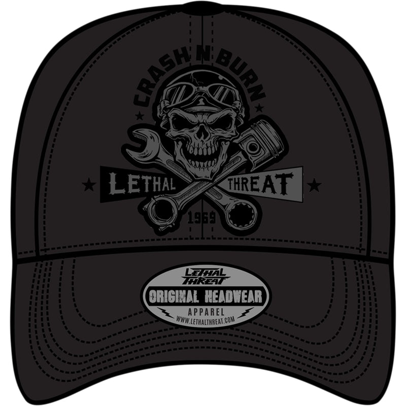 LETHAL THREAT 2501-3825 HT82101 Crash 'n Burn Baseball Hat black - one size