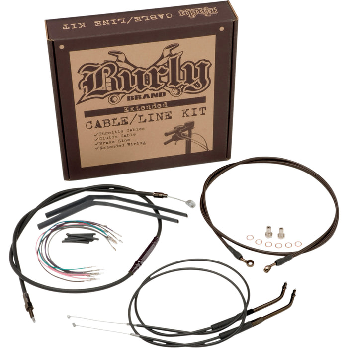BURLY BRAND 0610-0485 B30-1016 Complete Black Vinyl Handlebar Cable/Line Kit for Ape Hanger Handlebars - 16"