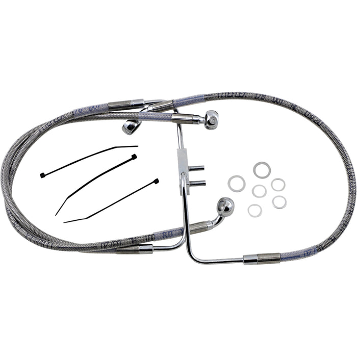 DRAG SPECIALTIES 1741-5841 Stainless Steel Brake Line Kit Brake Line - Front (Upper) - Stainless Steel