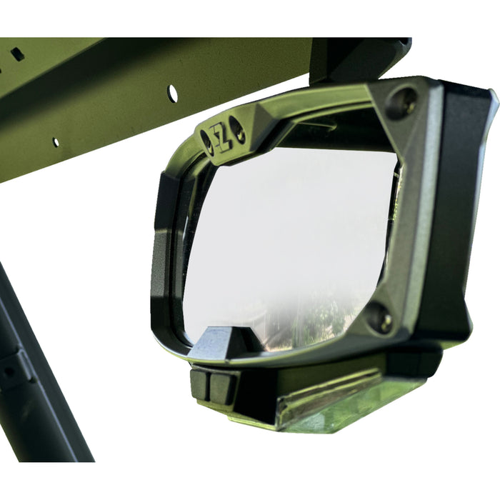 SEIZMIK 0640-1727 56-18032KIT Halo R Rear View Mirror with Cast Aluminum Bezel/LED Cabin Light - CF Moto Mirror - Halo R - Rear View w/LED Cabin Light - Rectangle - Black w/Silver Bezel - Each - CF Moto