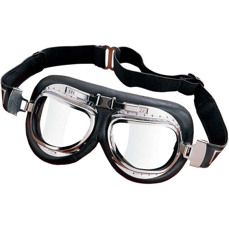 EMGO DS-110342 76-50142 Contoured Roadhawk Leather Goggles Contoured Goggles - Clear