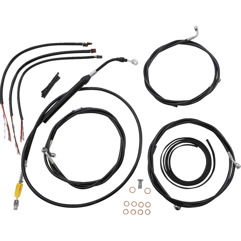 LA Choppers Complete Black Vinyl Braided Handlebar Cable Brake Line Kit 18"-20" Handlebars - LA-8058KT2-19B For Harley Touring 2021-2022