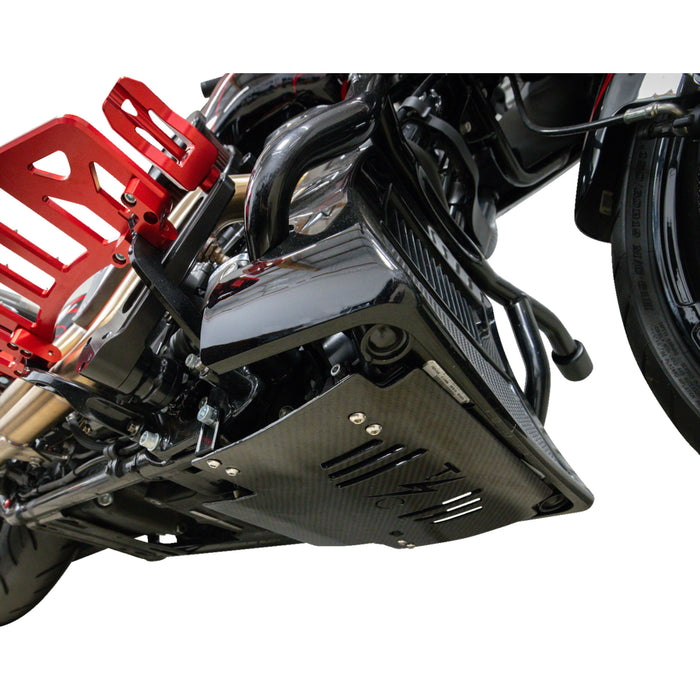 THRASHIN SUPPLY CO. 0506-2529 TSC-3034-1 Carbon Fiber Skid Plate Skid Plate - Carbon Fiber/Gloss - With Black Brackets - FLHX/FLTRX
